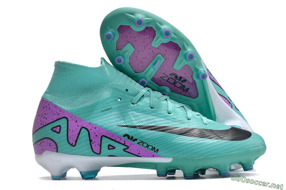Unisex Nike Air Zoom Mercurial Superfly 9 Elite AG Football Boots - Jade/Purple/Black 2