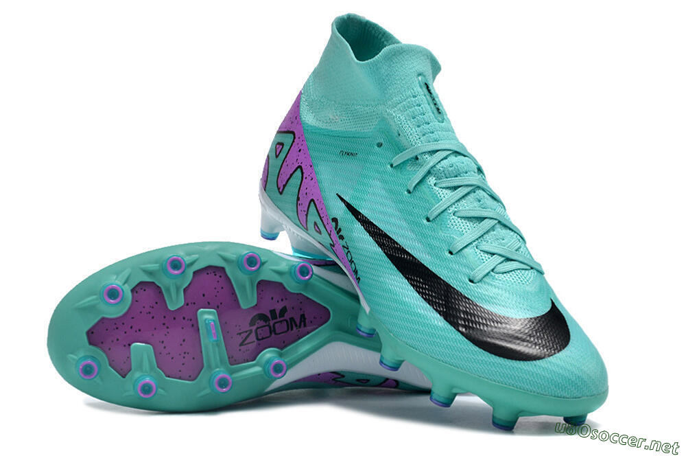 Unisex Nike Air Zoom Mercurial Superfly 9 Elite AG Football Boots - Jade/Purple/Black 3