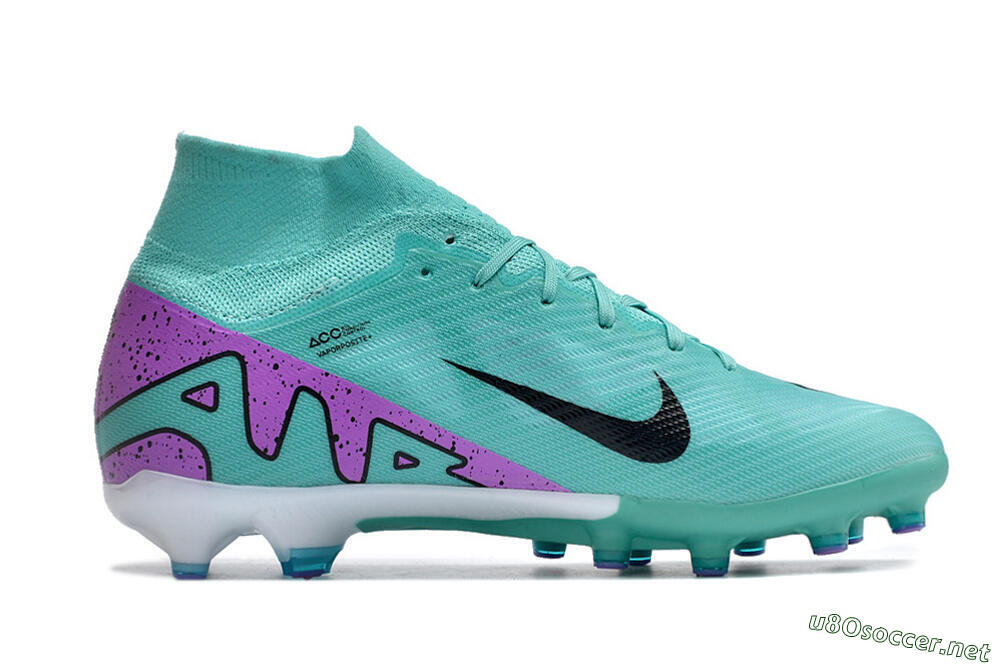 Unisex Nike Air Zoom Mercurial Superfly 9 Elite AG Football Boots - Jade/Purple/Black 7