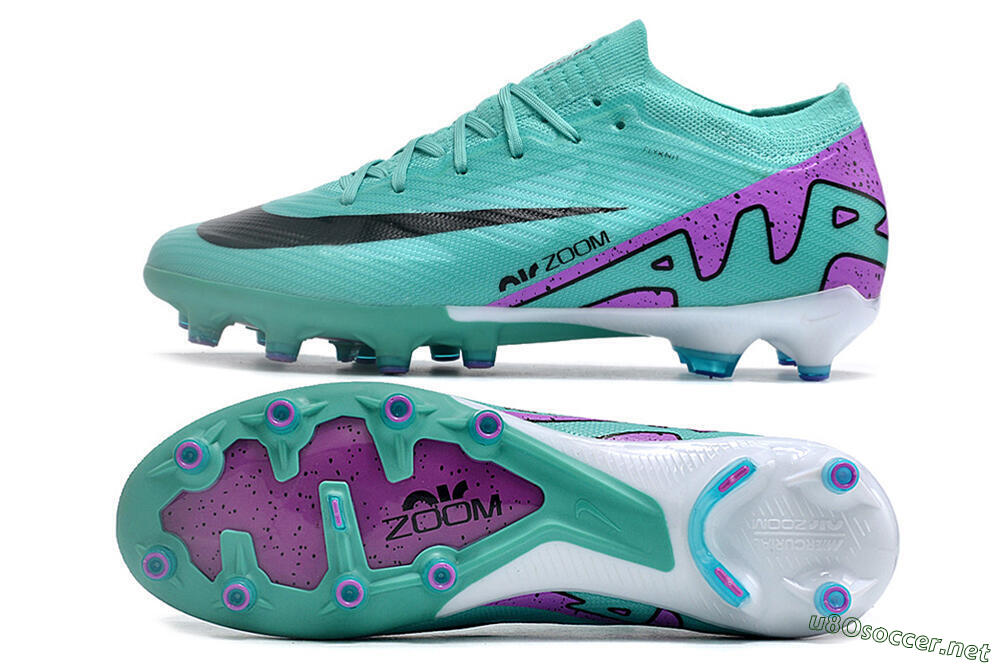 Unisex Nike Air Zoom Mercurial Vapor 15 Elite AG Football Boots - Jade/Purple/Black 1