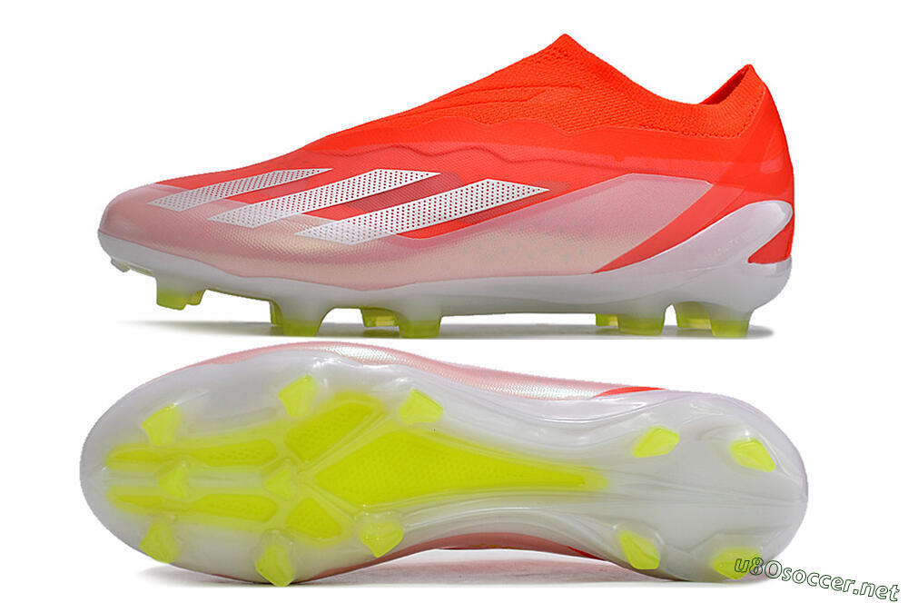 Men's Adidas X Crazyfast+ Laceless FG Football Boots - Red/White/Yellow 1