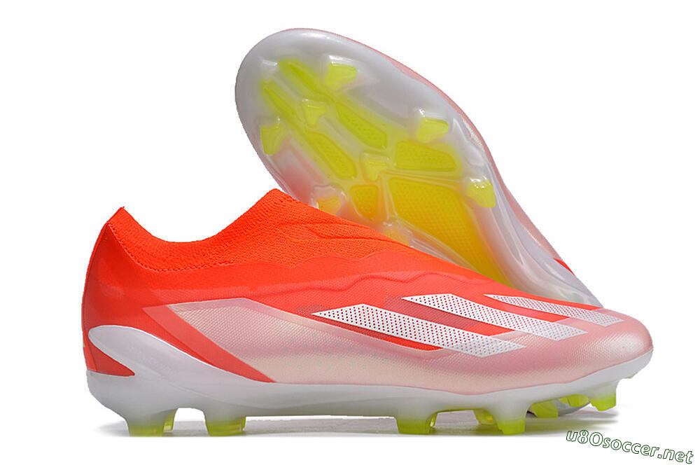 Men's Adidas X Crazyfast+ Laceless FG Football Boots - Red/White/Yellow 2