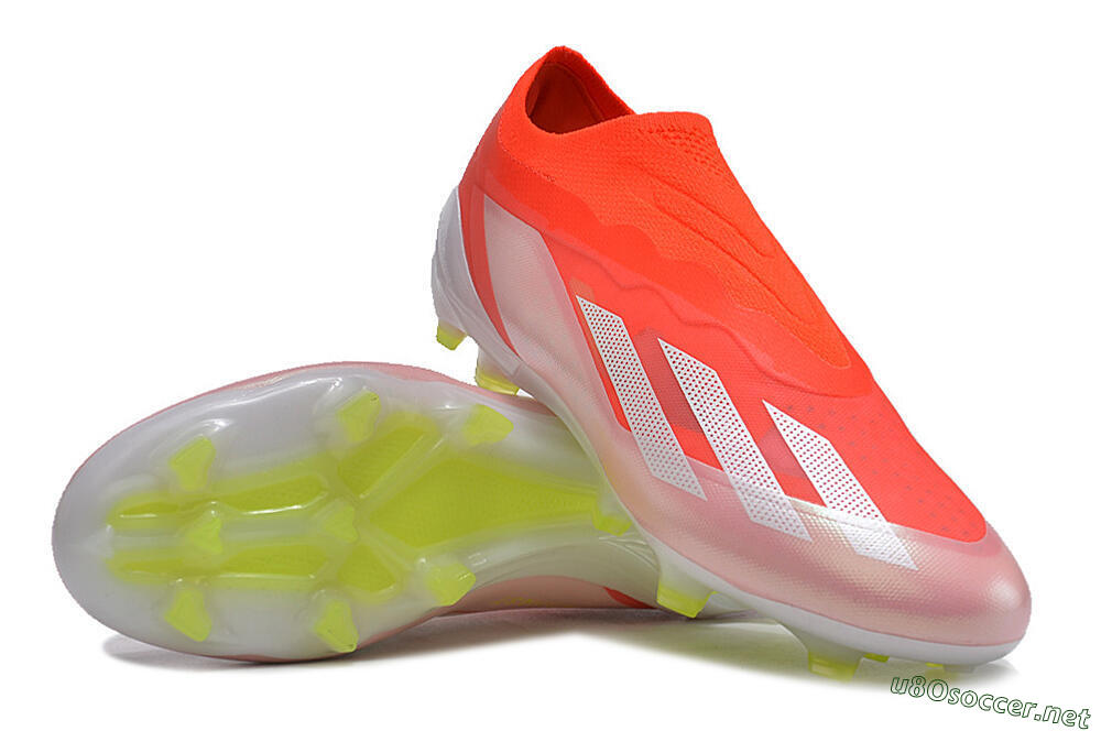 Men's Adidas X Crazyfast+ Laceless FG Football Boots - Red/White/Yellow 3