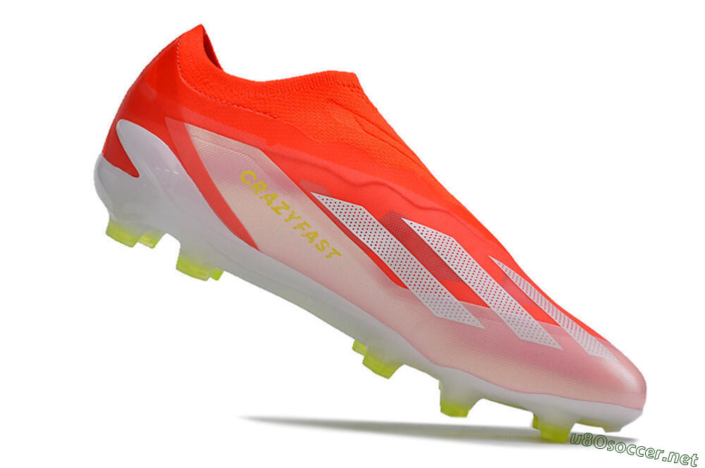 Men's Adidas X Crazyfast+ Laceless FG Football Boots - Red/White/Yellow 4