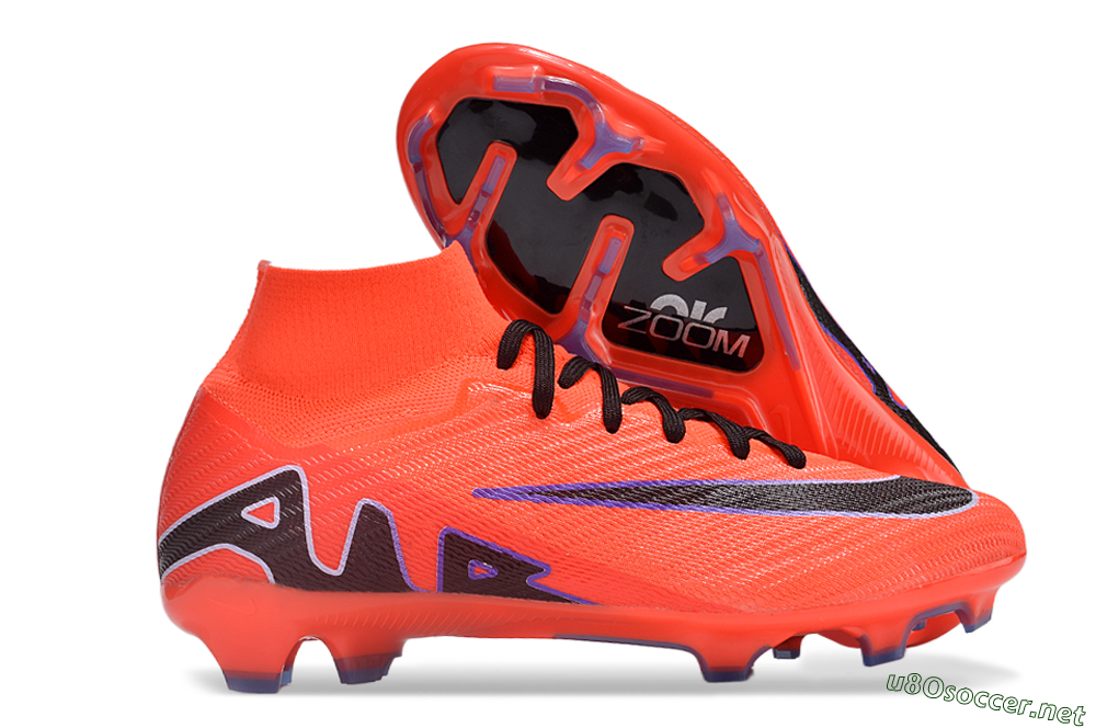 Unisex Nike Air Zoom Mercurial Superfly 9 Elite FG Football Boots - Red/Black/Purple 2