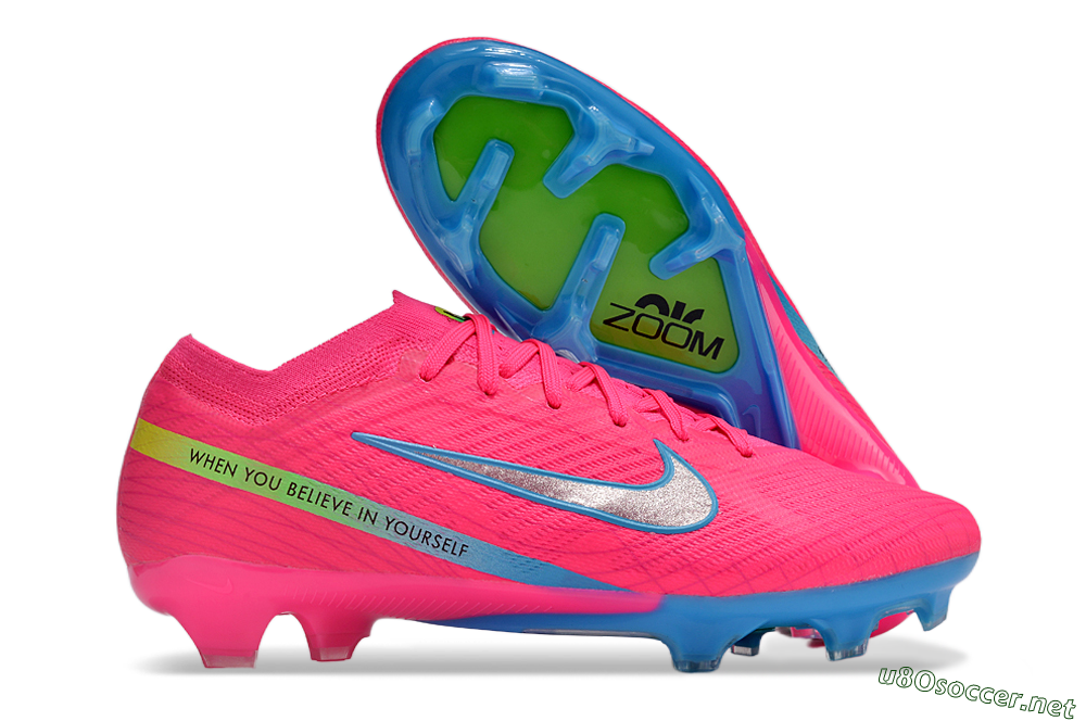 Men's Nike Air Zoom Mercurial Vapor 15 Elite FG Football Boots - Pink/Silver/Blue 2