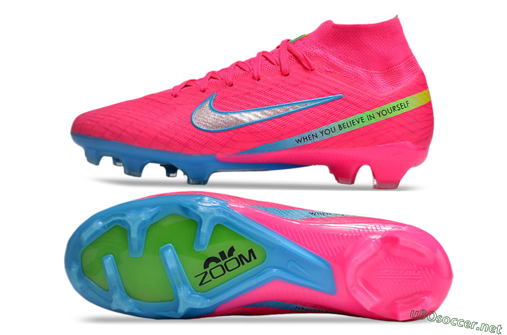 Men's Nike Air Zoom Mercurial Superfly 9 Elite FG Football Boots - Pink/Silver/Blue 1