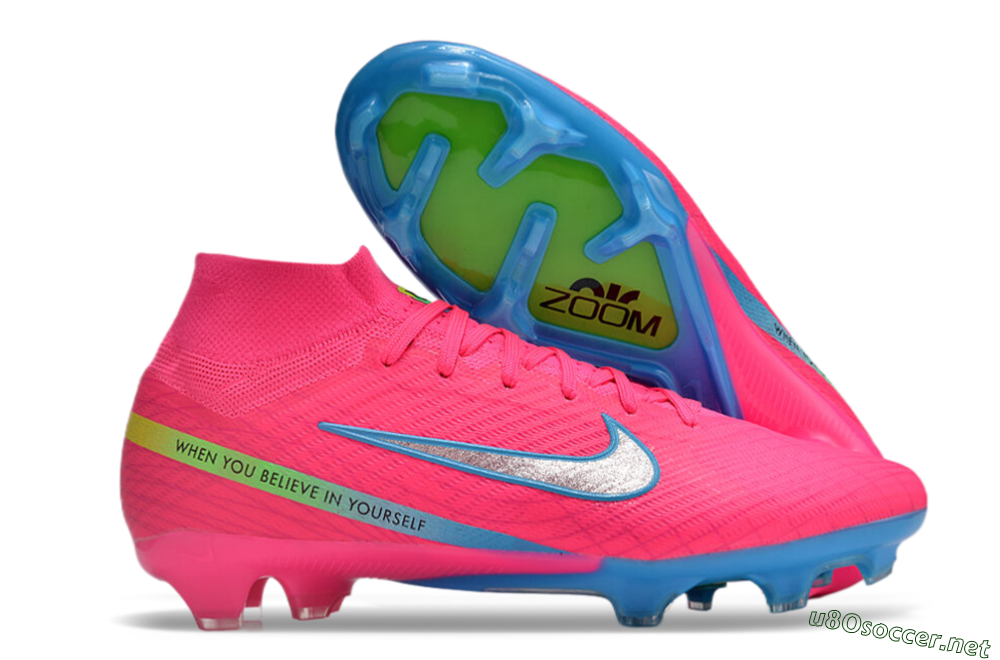 Men's Nike Air Zoom Mercurial Superfly 9 Elite FG Football Boots - Pink/Silver/Blue 2
