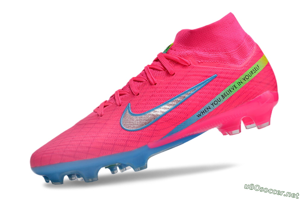 Men's Nike Air Zoom Mercurial Superfly 9 Elite FG Football Boots - Pink/Silver/Blue 5