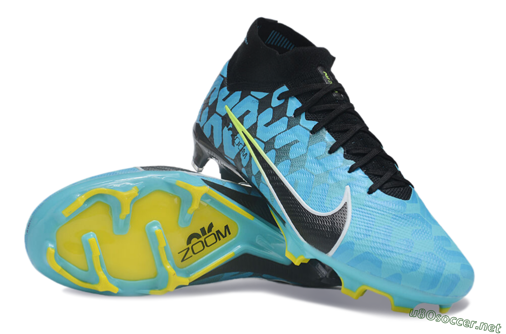Unisex Nike Air Zoom Mercurial Superfly 9 Elite FG Football Boots - Blue/Black/White/Green 3