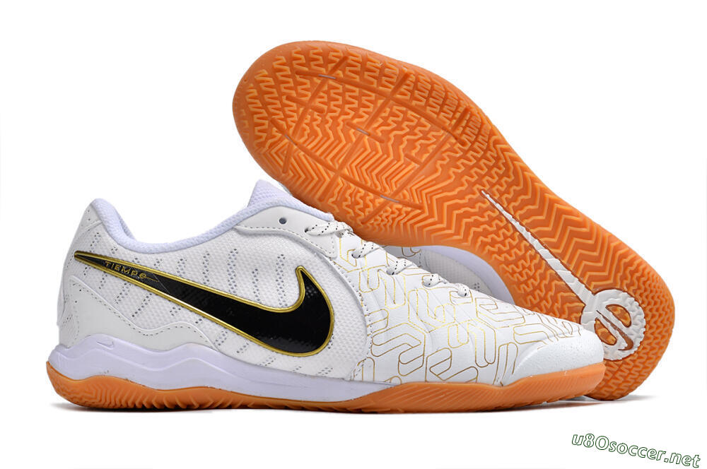 Men's Nike Tiempo Legend 10 Pro IC Football Shoes - White/Gold/Black 2