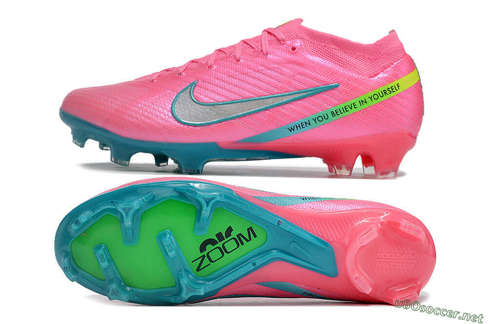 Men's Nike Air Zoom Mercurial Vapor 15 Elite FG Football Boots - Pink/Silver/Blue/Yellow 1