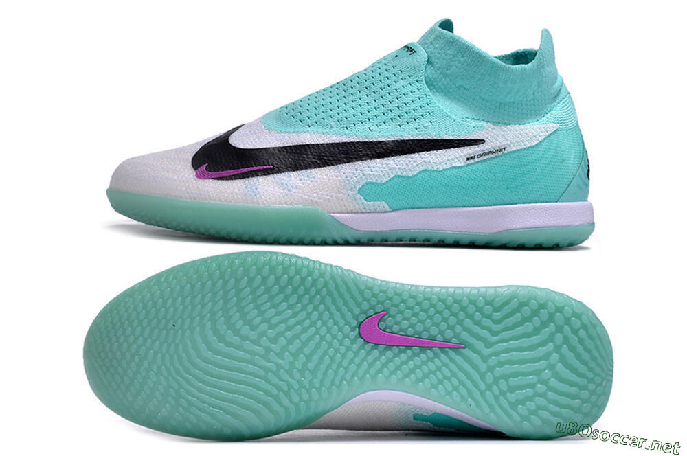 Men's Nike Phantom GX Elite DF Link IC Football Shoes - White/Jade/Black/Purple 1