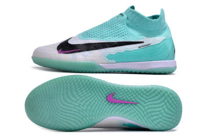 Men's Nike Phantom GX Elite DF Link IC Football Shoes - White/Jade/Black/Purple