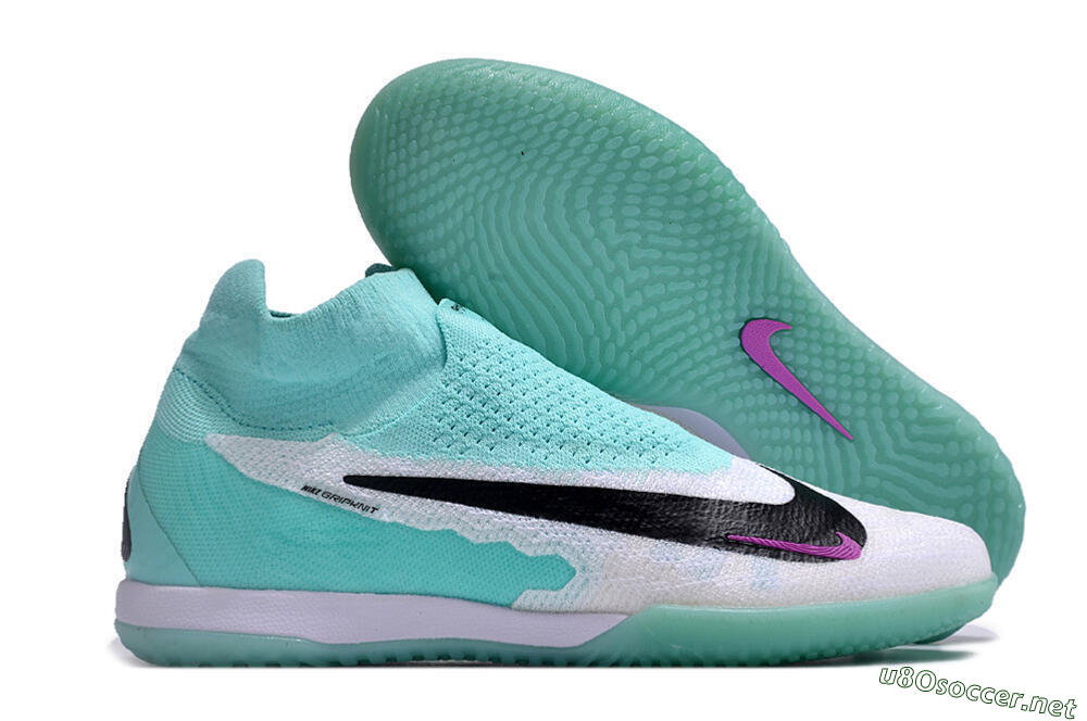 Men's Nike Phantom GX Elite DF Link IC Football Shoes - White/Jade/Black/Purple 2