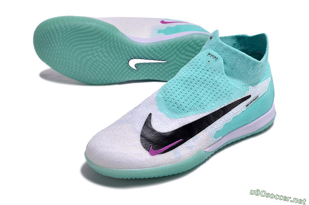 Men's Nike Phantom GX Elite DF Link IC Football Shoes - White/Jade/Black/Purple 3