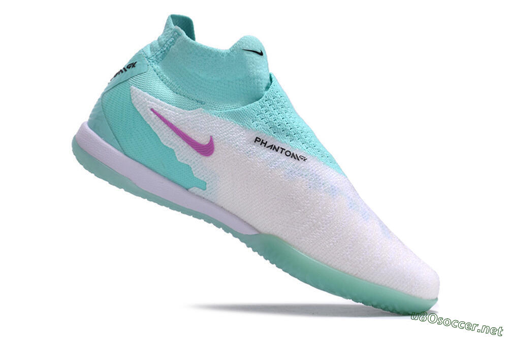 Men's Nike Phantom GX Elite DF Link IC Football Shoes - White/Jade/Black/Purple 4