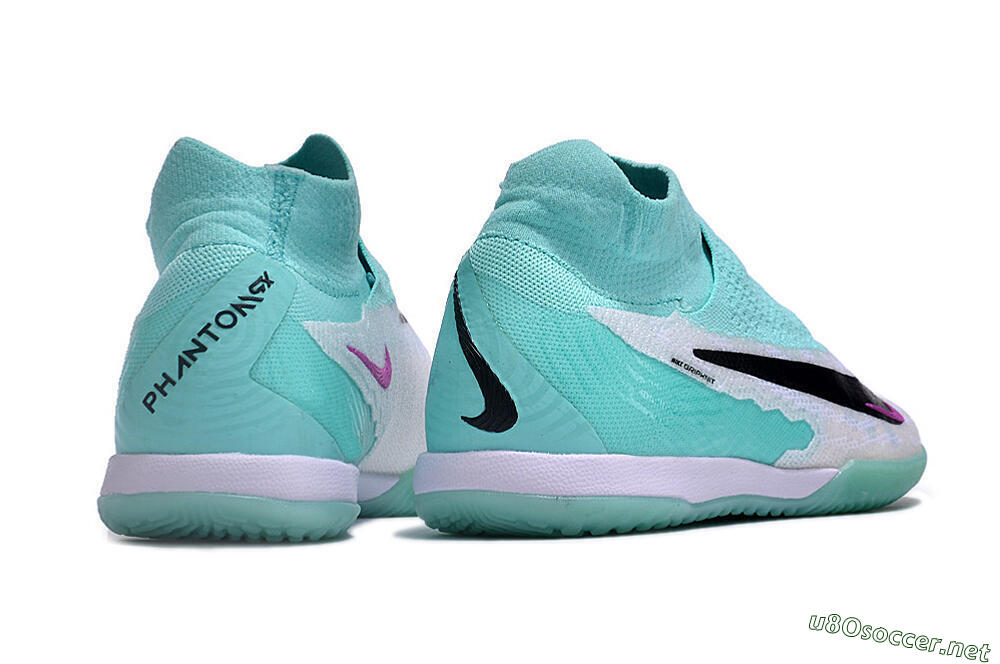 Men's Nike Phantom GX Elite DF Link IC Football Shoes - White/Jade/Black/Purple 6