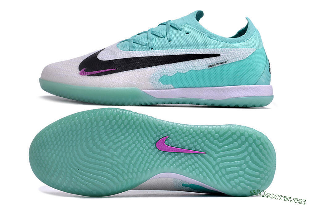 Men's Nike Phantom GX Elite IC Football Shoes - White/Jade/Black/Purple 1