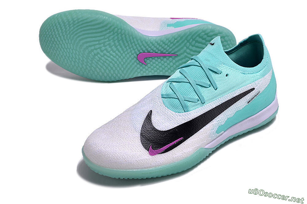 Men's Nike Phantom GX Elite IC Football Shoes - White/Jade/Black/Purple 3