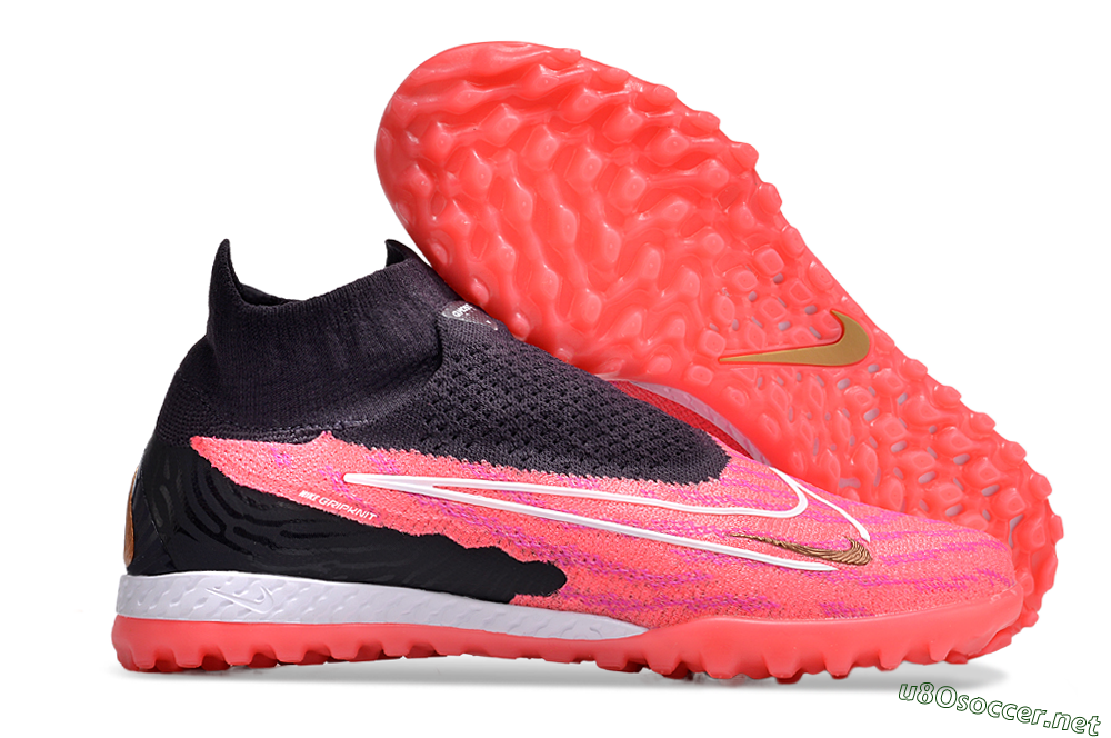 Men's Nike Phantom GX Elite DF Link TF Football Shoes - Pink/Gold/White/Black 2
