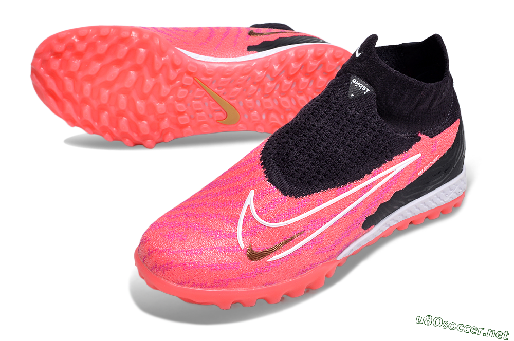 Men's Nike Phantom GX Elite DF Link TF Football Shoes - Pink/Gold/White/Black 3