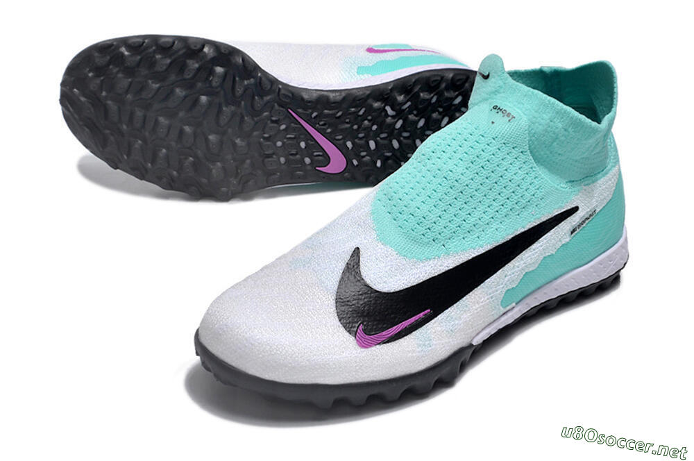 Men's Nike Phantom GX Elite DF Link TF Football Shoes - White/Jade/Black/Purple 3