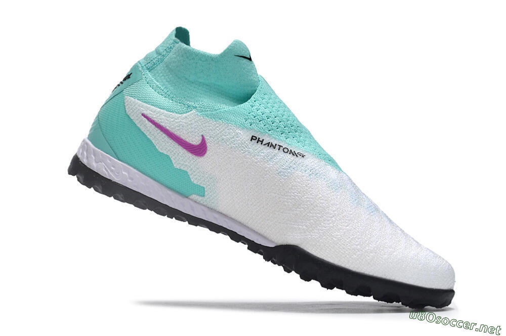 Men's Nike Phantom GX Elite DF Link TF Football Shoes - White/Jade/Black/Purple 4