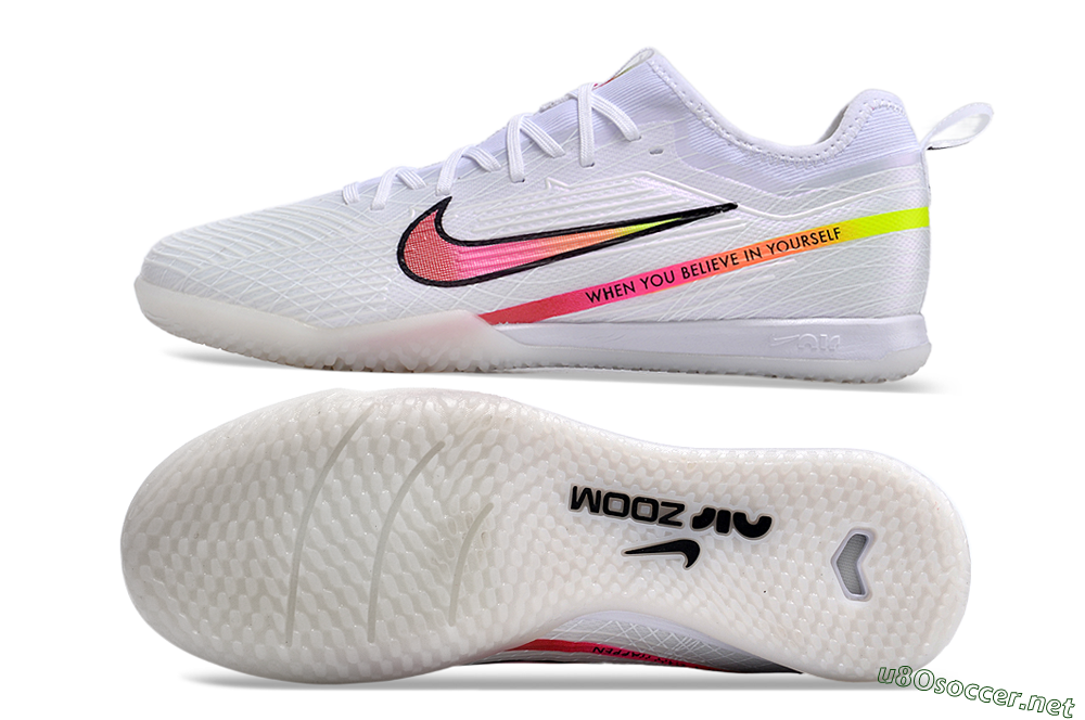 Men's Nike Air Zoom Mercurial Vapor 15 Pro IC Football Shoes - White/Pink/Black/Yellow 1