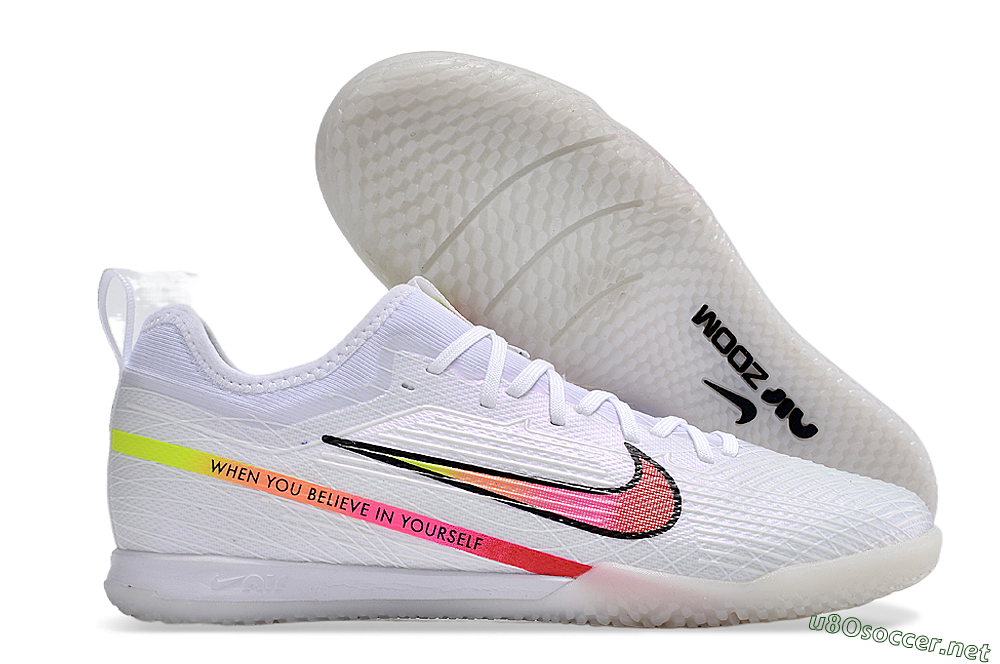 Men's Nike Air Zoom Mercurial Vapor 15 Pro IC Football Shoes - White/Pink/Black/Yellow 2