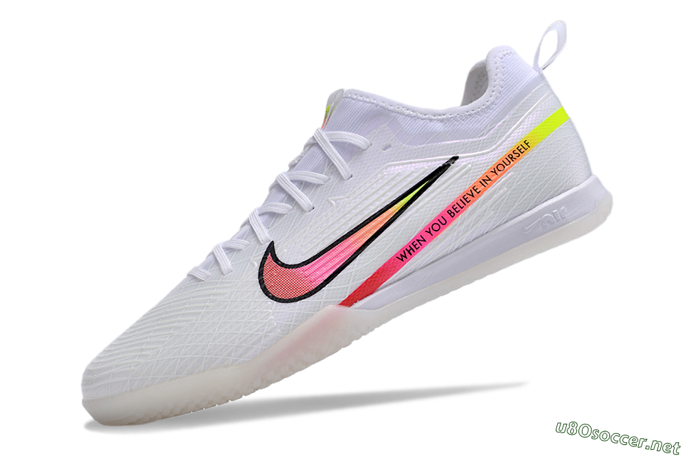 Men's Nike Air Zoom Mercurial Vapor 15 Pro IC Football Shoes - White/Pink/Black/Yellow 5