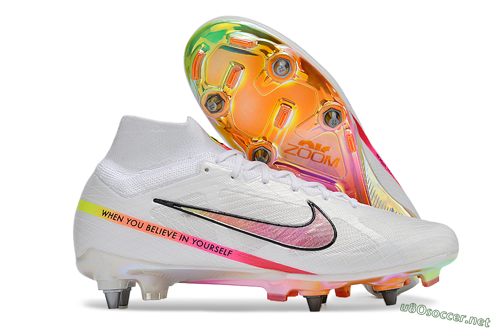 Men's Nike Air Zoom Mercurial Superfly 9 Elite SG Football Boots - White/Pink/Black/Yellow/Gold 2