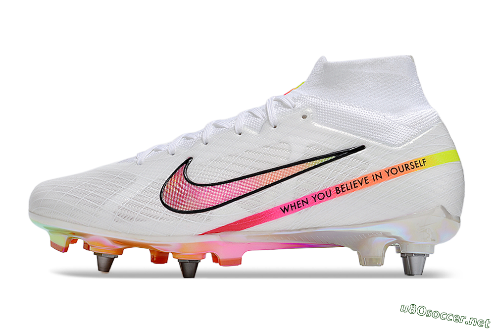 Men's Nike Air Zoom Mercurial Superfly 9 Elite SG Football Boots - White/Pink/Black/Yellow/Gold 0