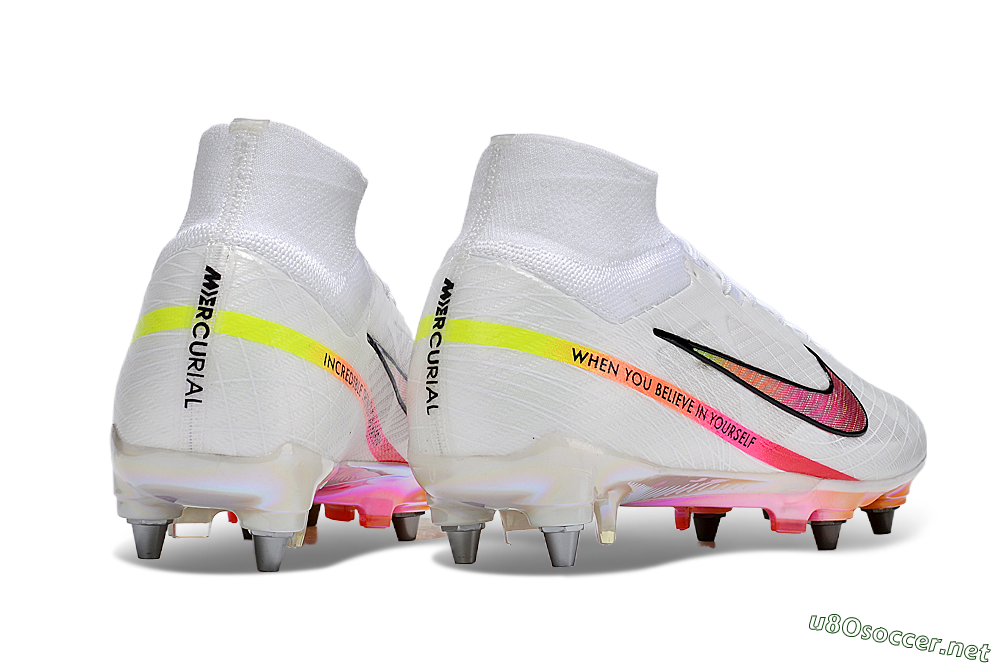 Men's Nike Air Zoom Mercurial Superfly 9 Elite SG Football Boots - White/Pink/Black/Yellow/Gold 6