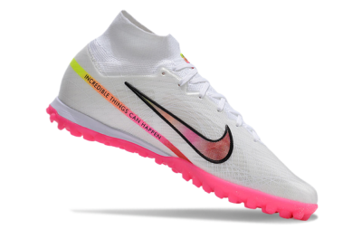 Men's Nike Air Zoom Mercurial Superfly 9 Elite TF Football Shoes - White/Pink/Black/Yellow