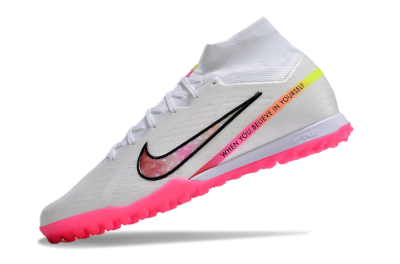 Men's Nike Air Zoom Mercurial Superfly 9 Elite TF Football Shoes - White/Pink/Black/Yellow