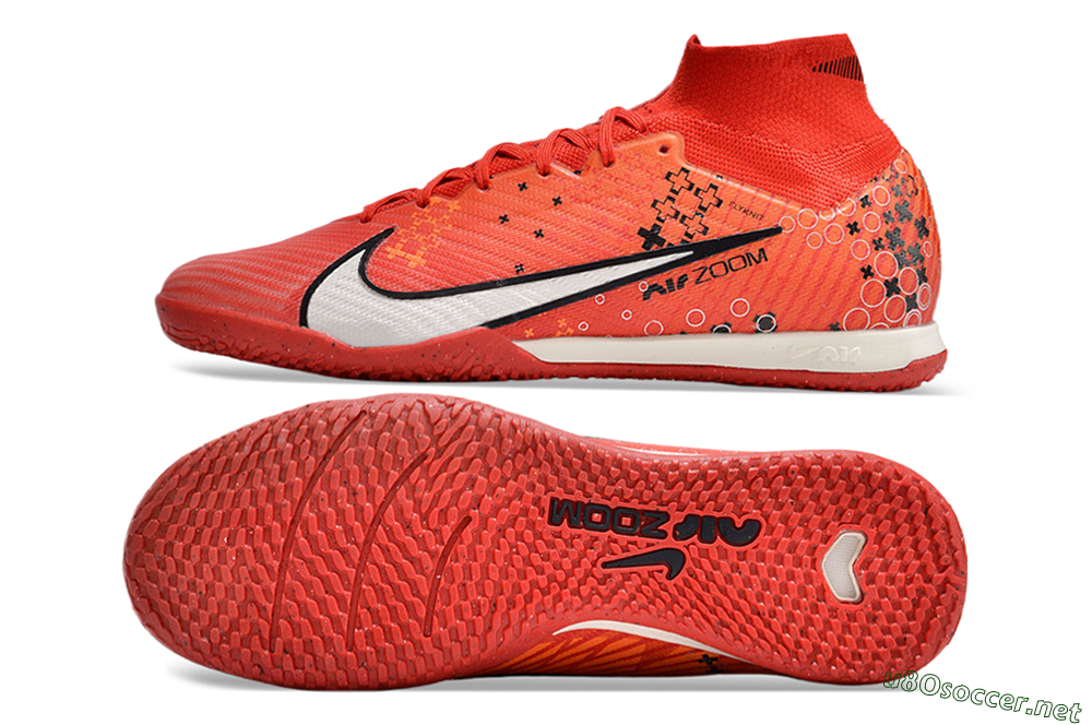 Men's Nike Air Zoom Mercurial Superfly 9 Elite IC Football Shoes - Red/White/Black 1
