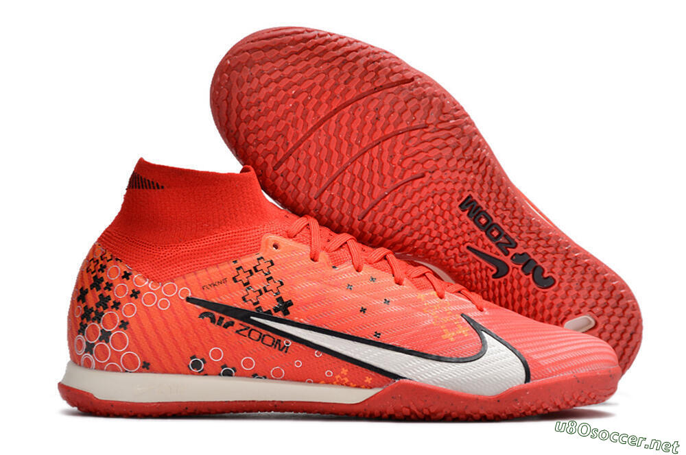 Men's Nike Air Zoom Mercurial Superfly 9 Elite IC Football Shoes - Red/White/Black 2