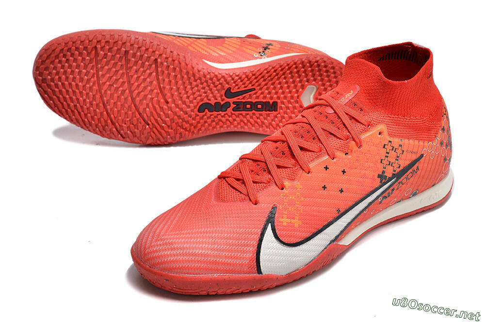 Men's Nike Air Zoom Mercurial Superfly 9 Elite IC Football Shoes - Red/White/Black 3