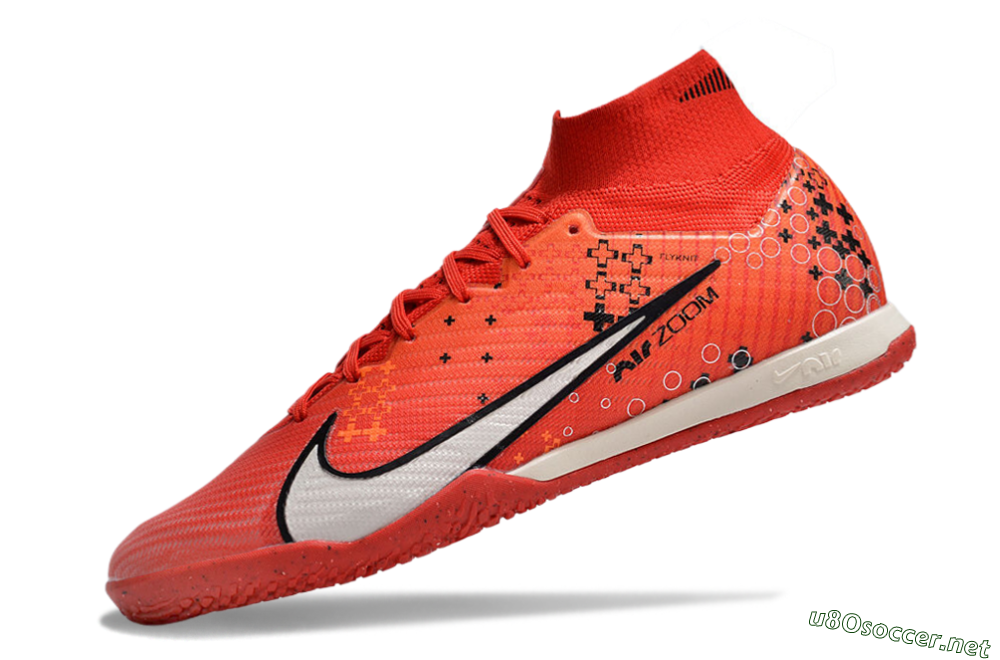 Men's Nike Air Zoom Mercurial Superfly 9 Elite IC Football Shoes - Red/White/Black 5