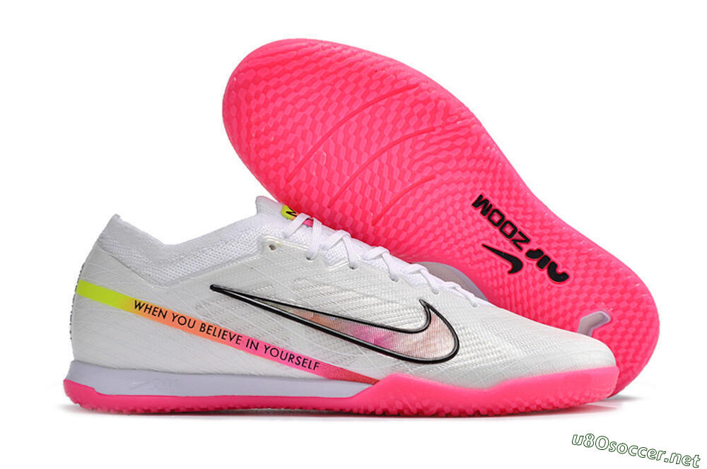Men's Nike Air Zoom Mercurial Vapor 15 Elite IC Football Shoes - White/Pink/Black/Yellow 2