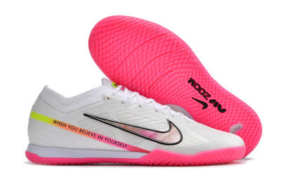 Men's Nike Air Zoom Mercurial Vapor 15 Elite IC Football Shoes - White/Pink/Black/Yellow