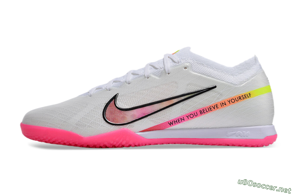 Men's Nike Air Zoom Mercurial Vapor 15 Elite IC Football Shoes - White/Pink/Black/Yellow 0