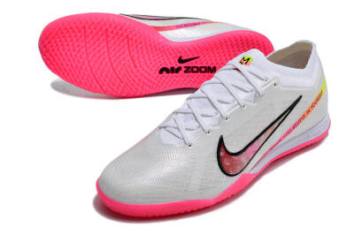 Men's Nike Air Zoom Mercurial Vapor 15 Elite IC Football Shoes - White/Pink/Black/Yellow