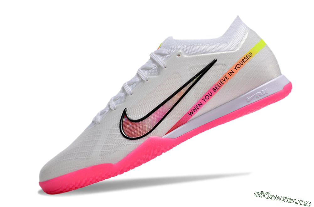 Men's Nike Air Zoom Mercurial Vapor 15 Elite IC Football Shoes - White/Pink/Black/Yellow 5