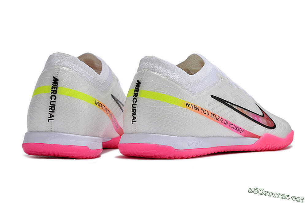 Men's Nike Air Zoom Mercurial Vapor 15 Elite IC Football Shoes - White/Pink/Black/Yellow 6