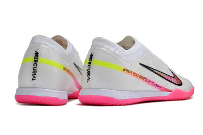 Men's Nike Air Zoom Mercurial Vapor 15 Elite IC Football Shoes - White/Pink/Black/Yellow