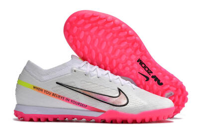 Men's Nike Air Zoom Mercurial Vapor 15 Elite TF Football Shoes - White/Pink/Black/Yellow