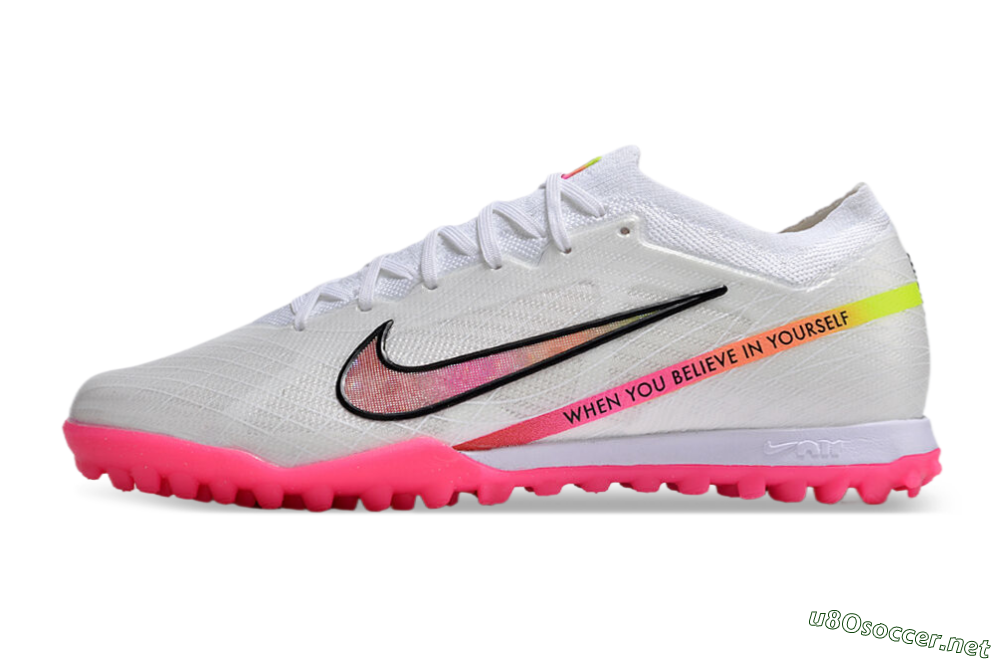 Men's Nike Air Zoom Mercurial Vapor 15 Elite TF Football Shoes - White/Pink/Black/Yellow 0
