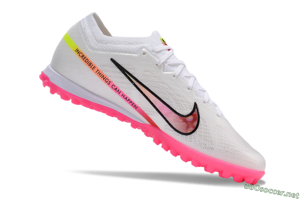 Men's Nike Air Zoom Mercurial Vapor 15 Elite TF Football Shoes - White/Pink/Black/Yellow 4